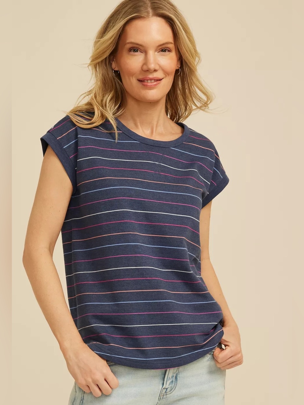 maurices Navy Multicolor Striped Tee XL | MIX + MATCH